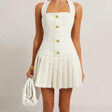 Sloane Belle – Gold Button Halter Mini