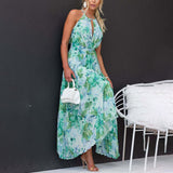 Sienna - Green Maxi Dress with Flowers