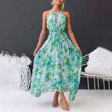 Sienna - Green Maxi Dress with Flowers