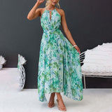 Sienna - Green Maxi Dress with Flowers