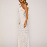 Ivory Elegance – Lace Column Dress