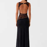 Noir Mystique – Lace Panel Maxi Dress