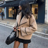 Brielle Edge – Contrast Stitch Shearling Jacket