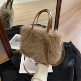 Faux fur handbag tote bag