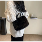 Faux fur handbag tote bag