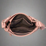 Leather shoulder bag with multiple compartments