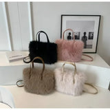 Faux fur handbag tote bag