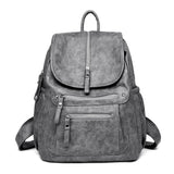 Retro Style Leather Backpack with Multiple Pockets