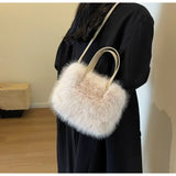 Faux fur handbag tote bag