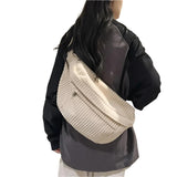 Trendy Crossbody Bag with Soft Ribbed Fabric