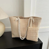 Woven large capacity handbag tote bag