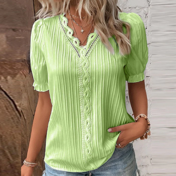 Valentina - Pleated Blouse with Lace Details