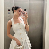 Sloane Belle – Gold Button Halter Mini