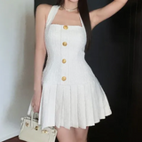 Sloane Belle – Gold Button Halter Mini