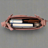 Leather shoulder bag with multiple compartments