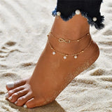 Pearl Heart Infinity Ankle Anklet Bracelet