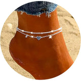 Sliver Plated Anklet Bracelets with heart for Women