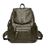 Retro Style Leather Backpack with Multiple Pockets