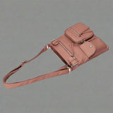 Leather shoulder bag with multiple compartments