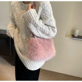 Faux fur handbag tote bag