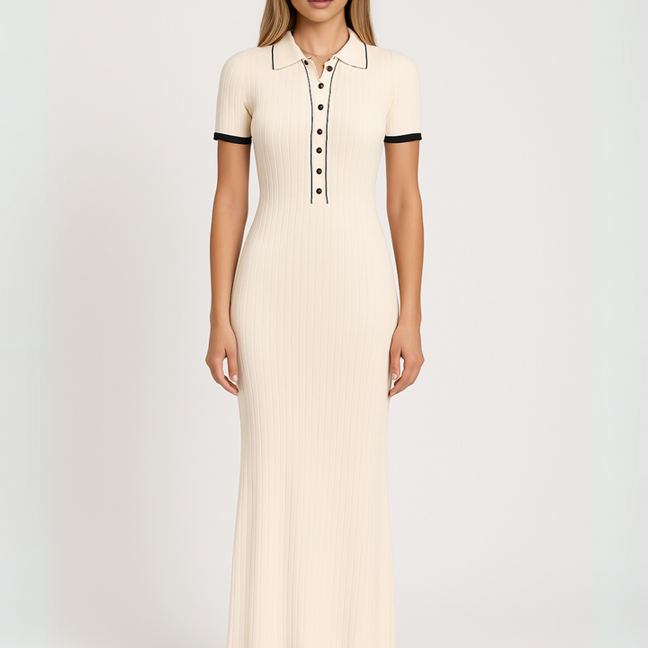 Monaco Line – Ribbed Polo Maxi Dress