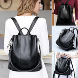 Leather backpack with anti-theft protection