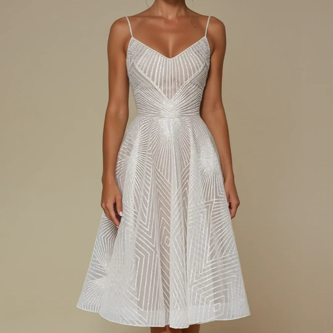 Women’s Evening Dress – Strappy A-Line with Sequin Detail
