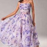 Women’s Fit & Flare Floral Midi Dress – Sleeveless A-Line Sundress