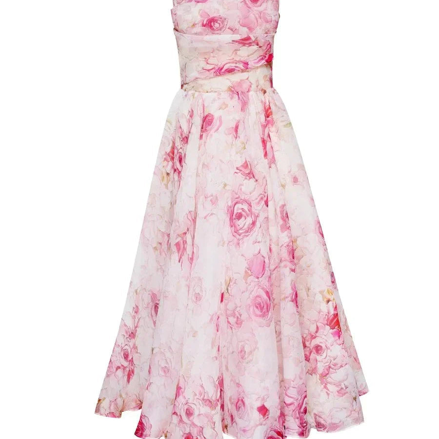 Women’s Fit & Flare Floral Midi Dress – Sleeveless A-Line Sundress