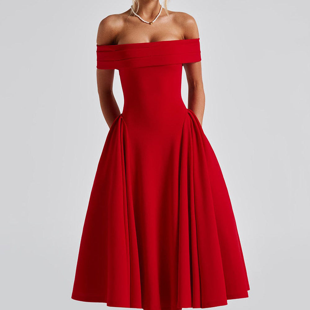 Women’s Off Shoulder Formal Midi Dress