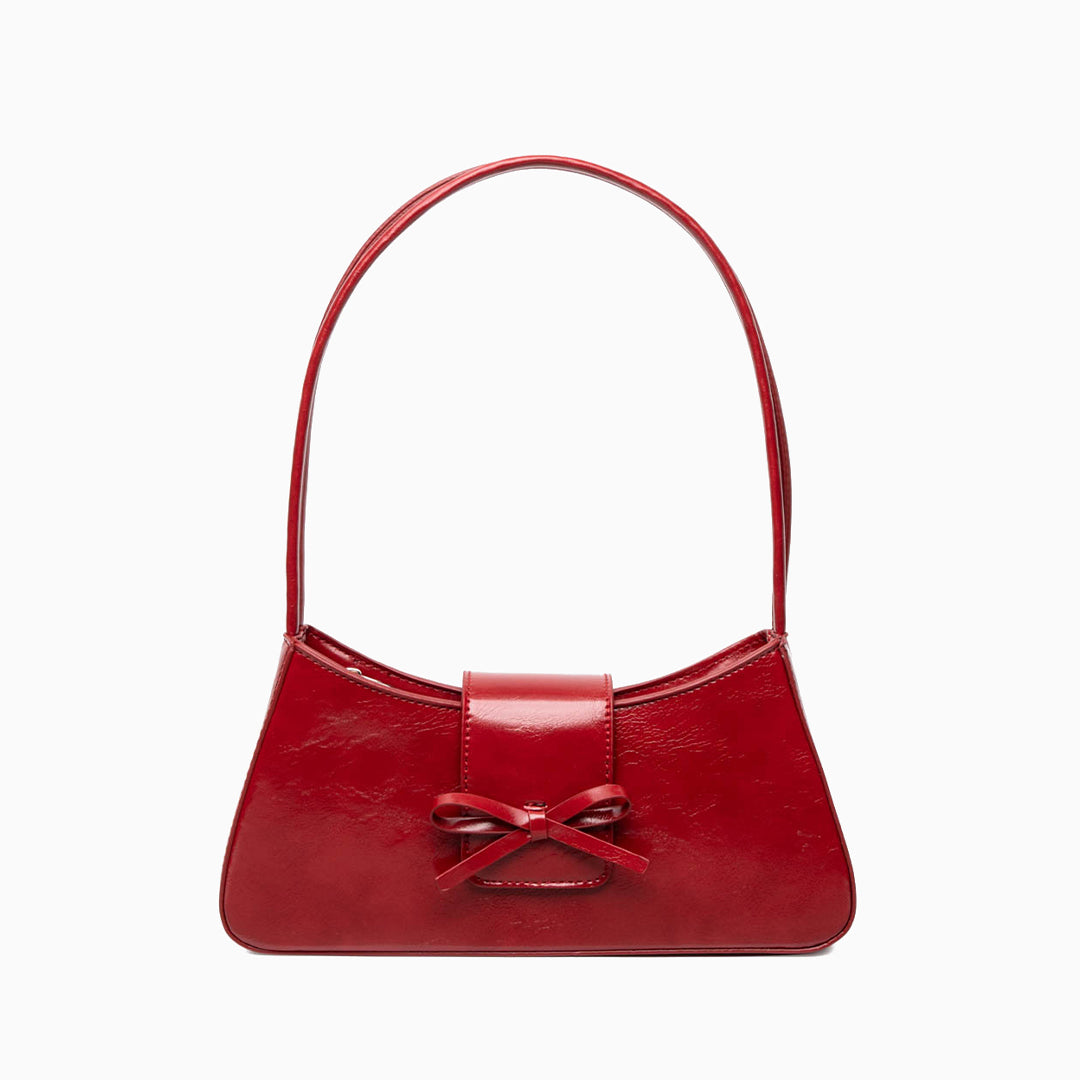 Women’s Shoulder Bag – Bow Detail PU Leather Small Purse