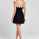 Women’s Square Neck Mini Dress – Modern Floral Accent A-Line Dress