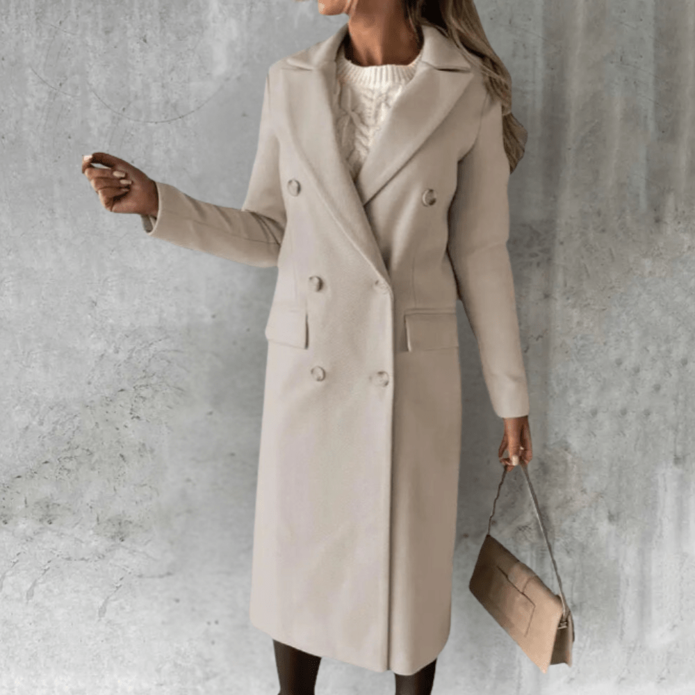 Modinzi Beige / 6 (XS) Adelise Tailored – Double Breasted Trench Coat