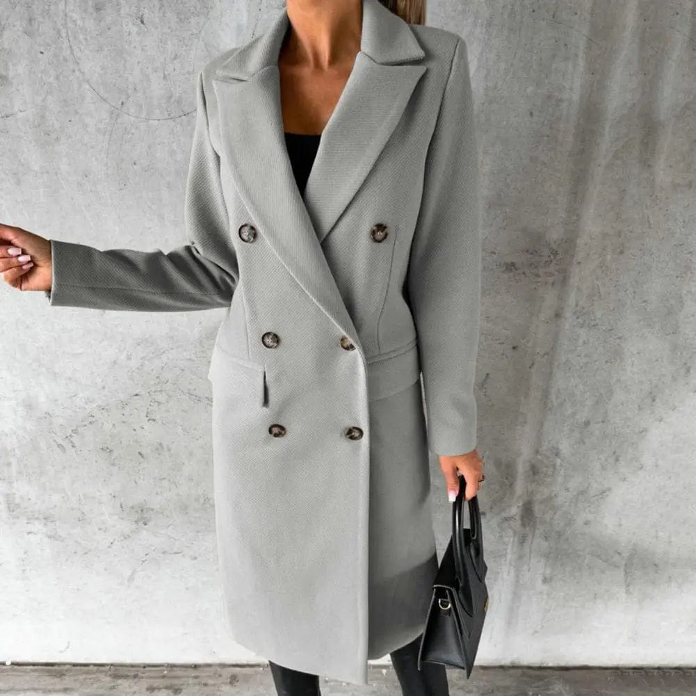 Modinzi Grey / 6 (XS) Adelise Tailored – Double Breasted Trench Coat