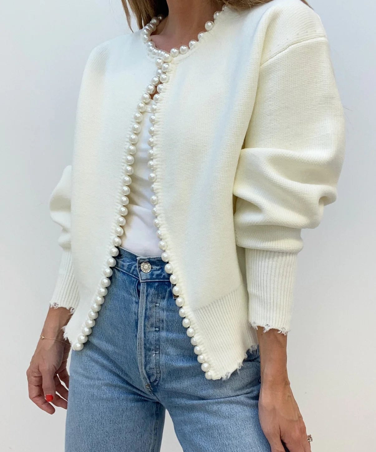 Modinzi White / 6 (XS) Alba – Pearl Framed Knitwear