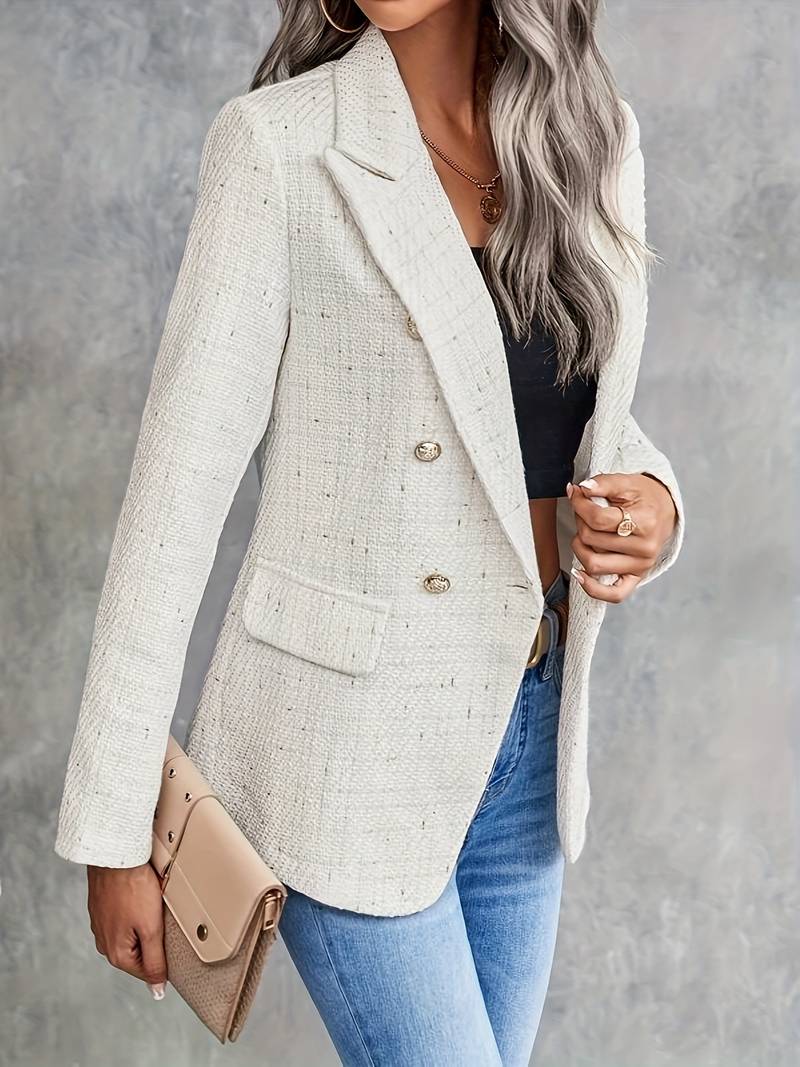 Modinzi Atelier Chic – Tweed Double-Breasted Blazer