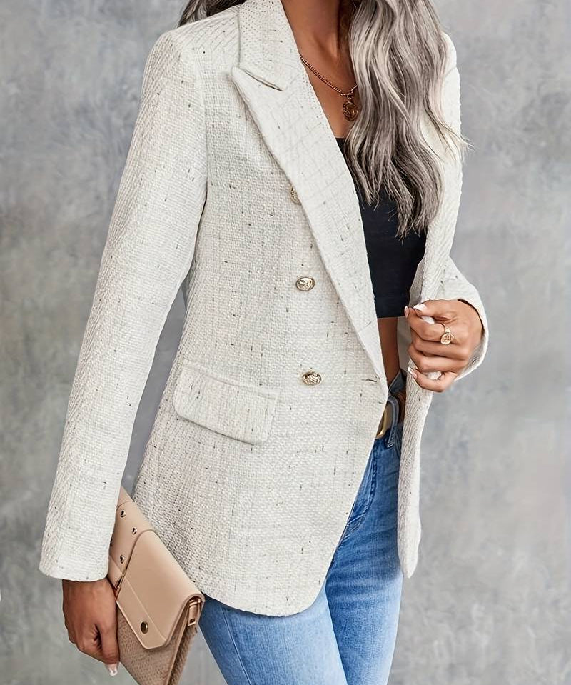 Modinzi Atelier Chic – Tweed Double-Breasted Blazer