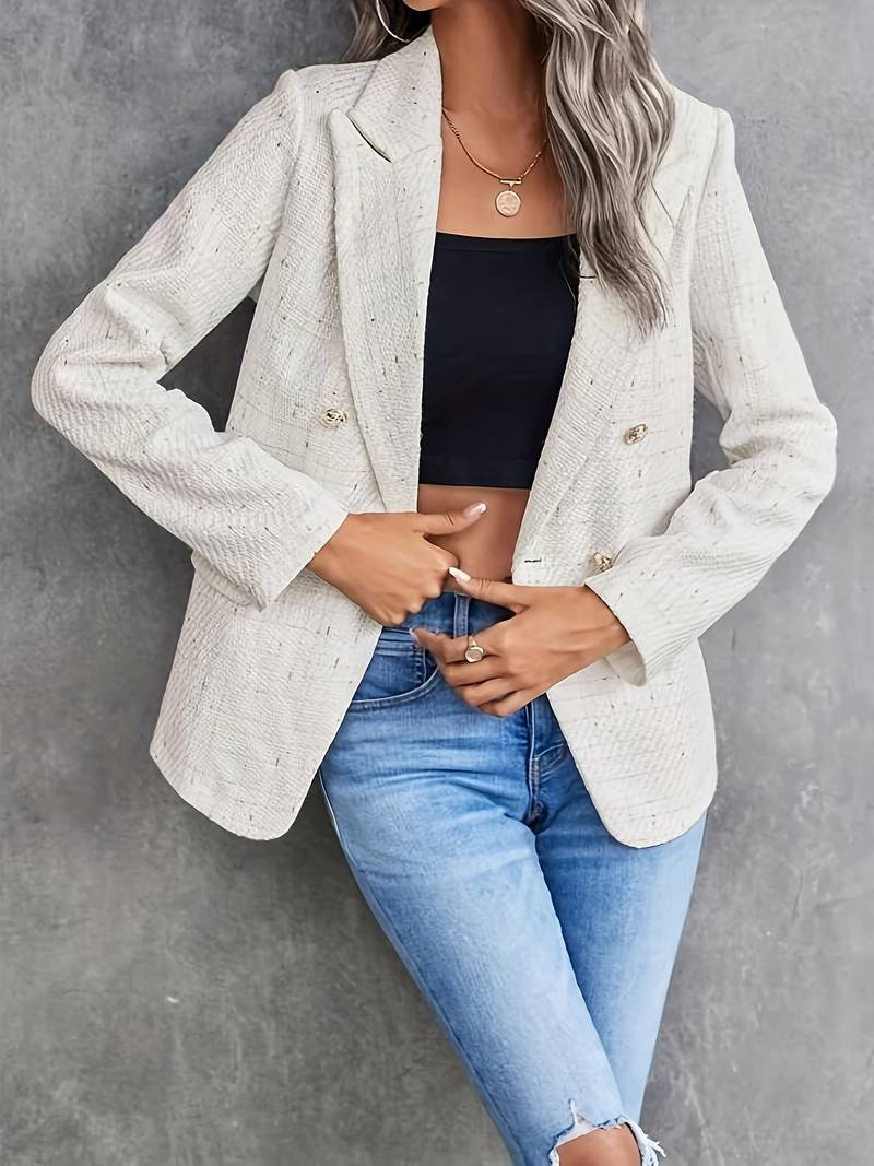 Modinzi Atelier Chic – Tweed Double-Breasted Blazer