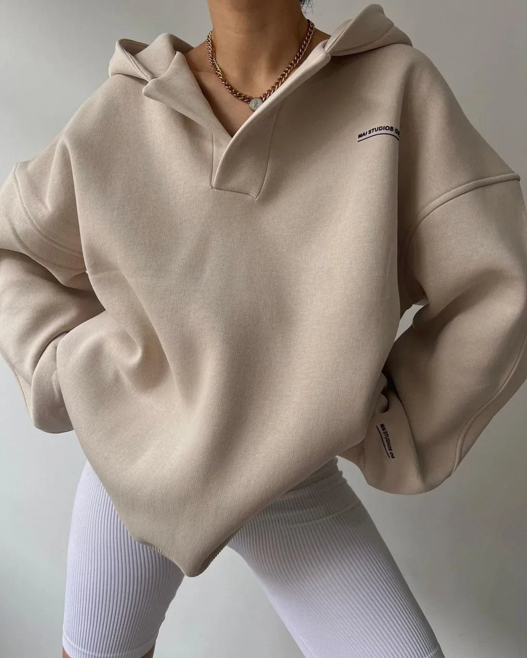 Modinzi Beige / 6 (XS) Auden Ease – Structured Oversize Hoodie