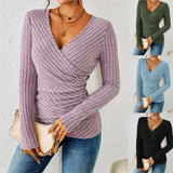 Lyra Drape – Textured Wrap Knit Top