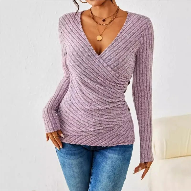 Lyra Drape – Textured Wrap Knit Top