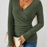 Lyra Drape – Textured Wrap Knit Top