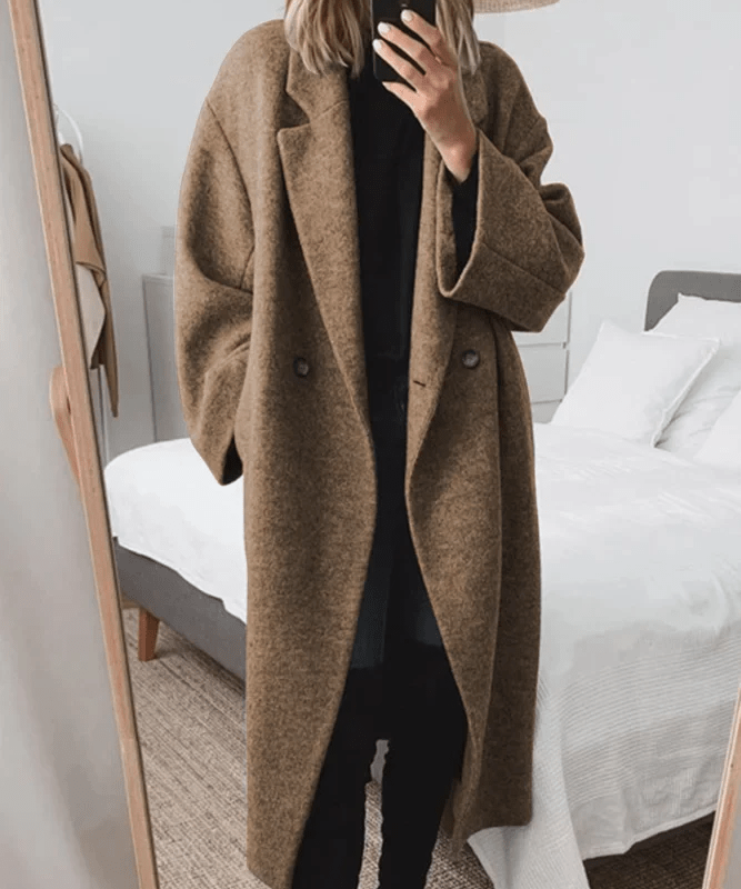 Modinzi Brown / 6 (XS) Aven Row – Oversized Wool-Blend Coat