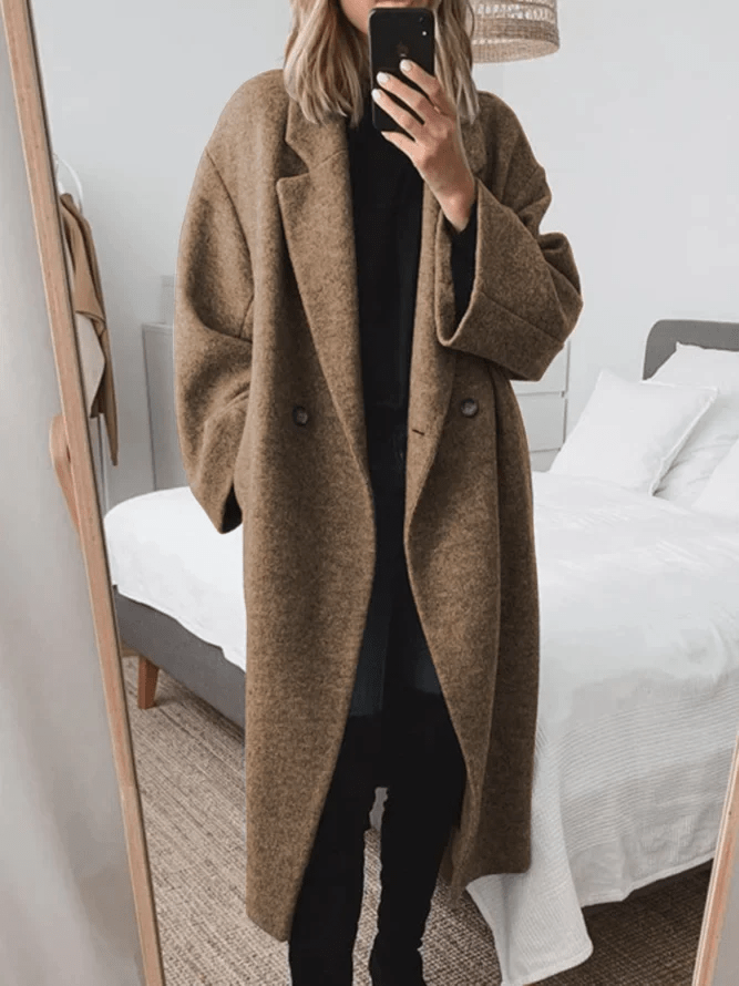 Modinzi Brown / 6 (XS) Aven Row – Oversized Wool-Blend Coat