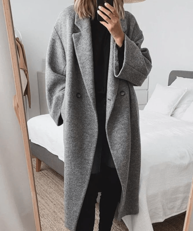 Modinzi Grey / 6 (XS) Aven Row – Oversized Wool-Blend Coat