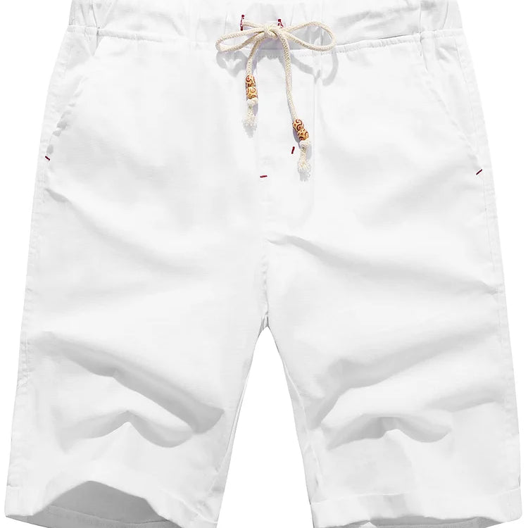 Alistair - Linen beach shorts with drawstring for men