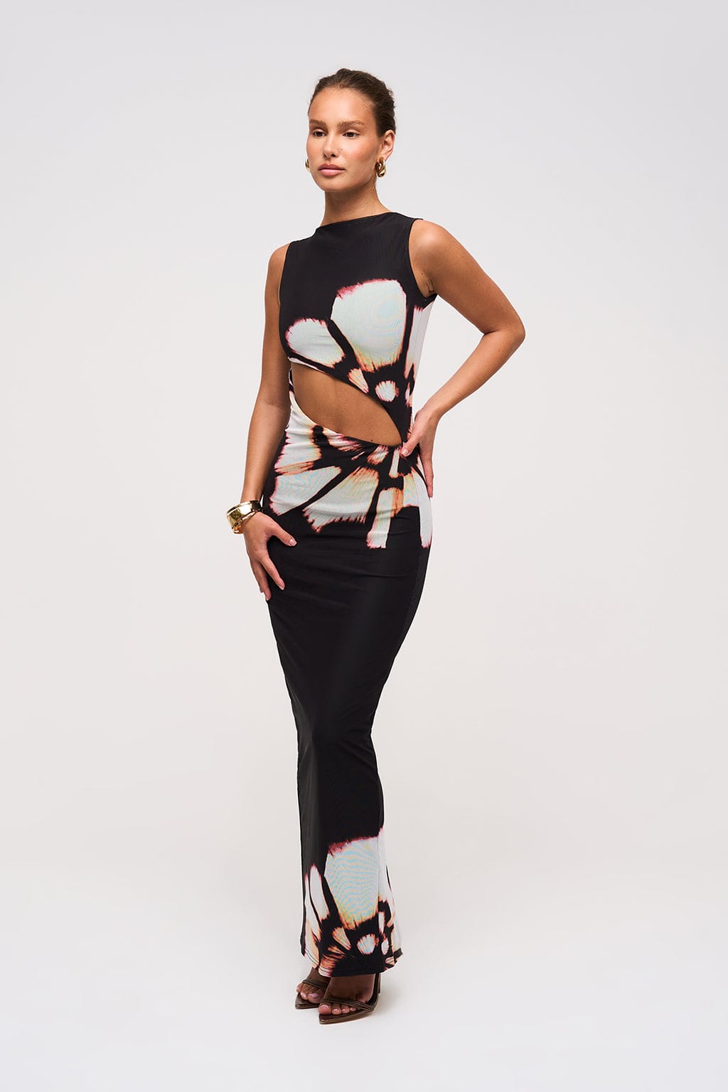 Modinzi Floral / 6 Bloom Twist – Cutout Maxi Dress