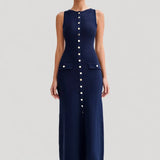 Buttercream Elegance – Sleeveless Button Maxi