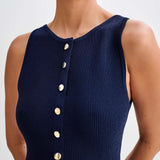 Buttercream Elegance – Sleeveless Button Maxi