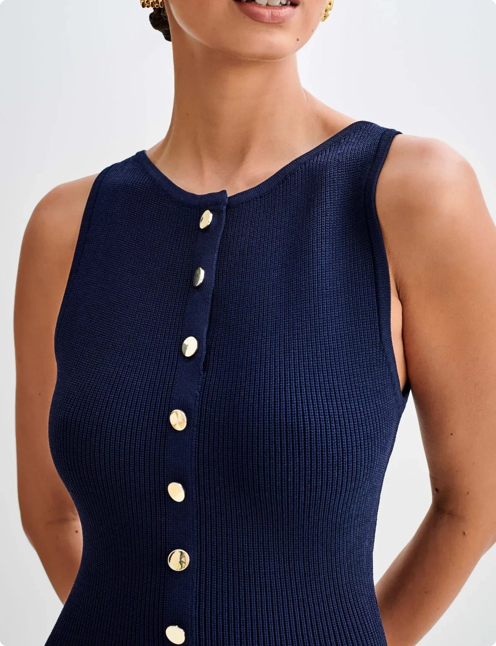 Modinzi Buttercream Elegance – Sleeveless Button Maxi